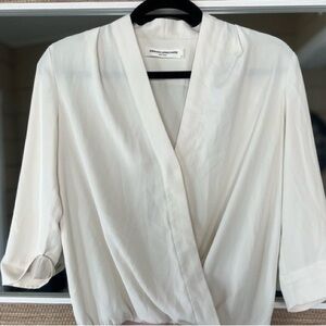 Amanda Uprichard Cream Wrap Blouse
